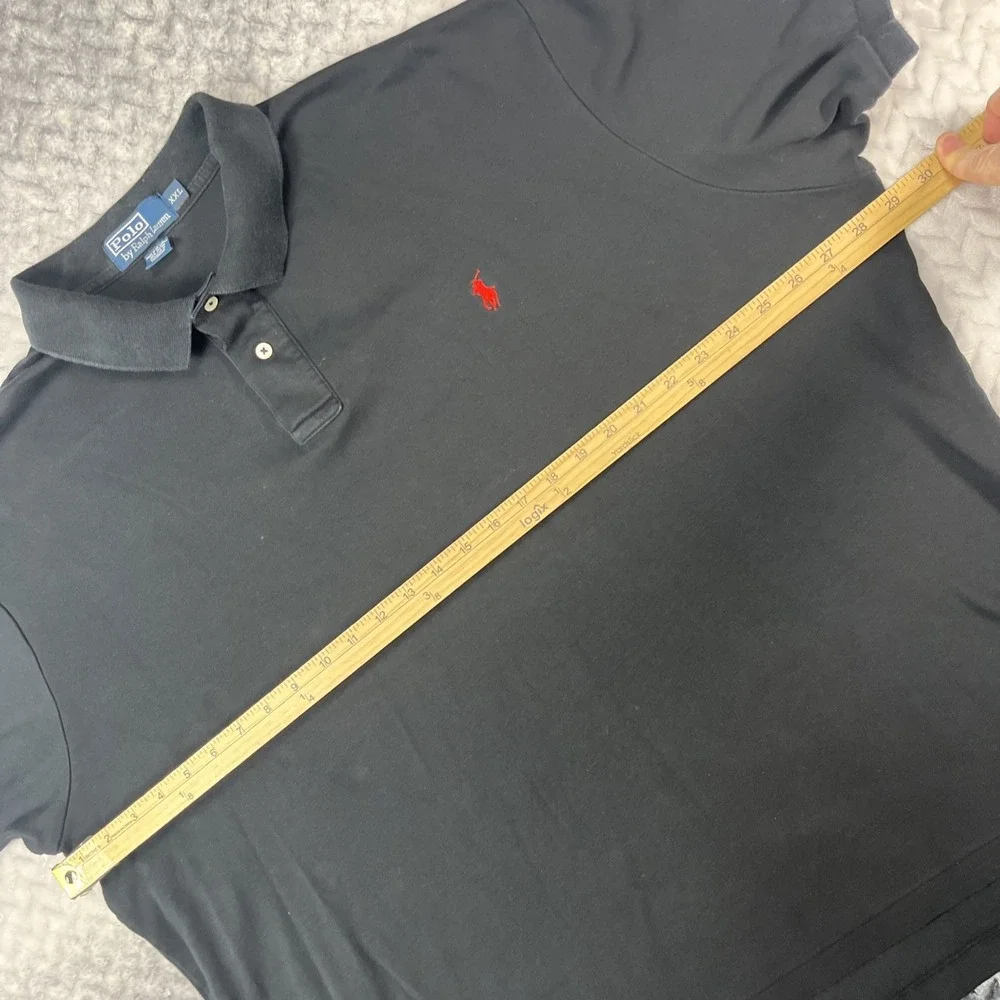 VTG‎ Polo Ralph Lauren Polo Shirt XXL Black Classic Fit Red Pony Logo Cotton 90s